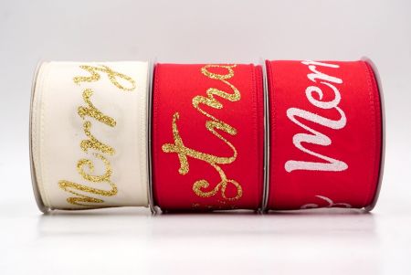 Merry Christmas Greeting Wired Ribbon_KF9810.KF9811.KF9812.KF9813.KF9814.KF9815